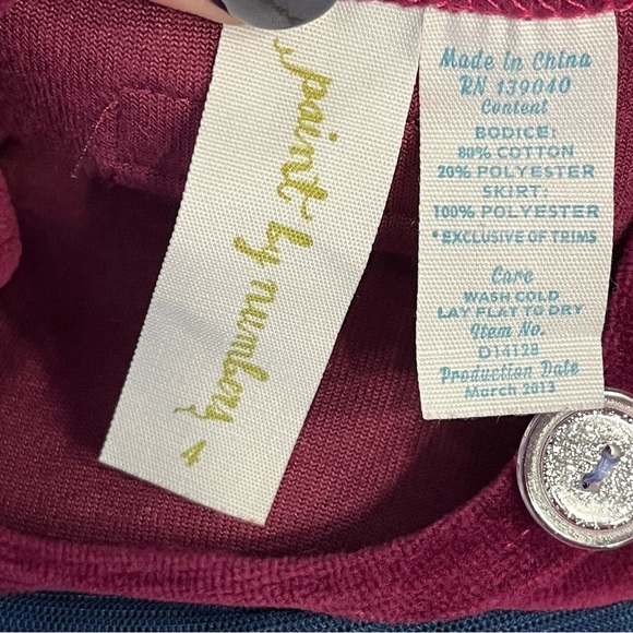 Matilda Jane paint by numbers Miss Fancy pink Maroon navy dress velour size 4 - Picture 4 of 5